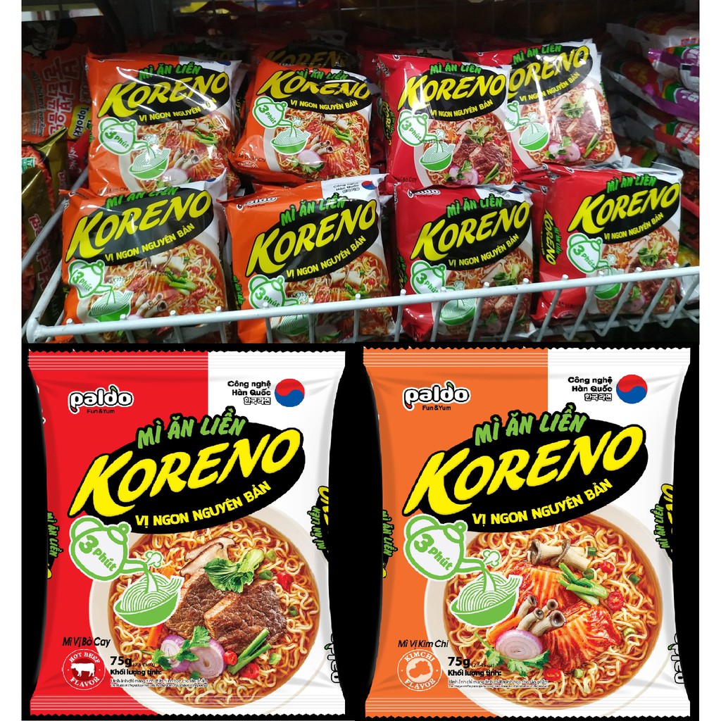 Mì ăn liền Koreno (Bò cay/Kim chi)