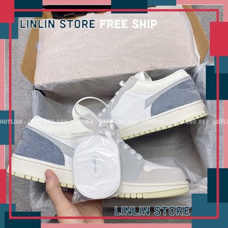 Giày Jordan Cổ Thấp Trắng Xám, GIày Jordan Paris Thấp Cổ Hàng Cao Cấp Full Box + Bill
