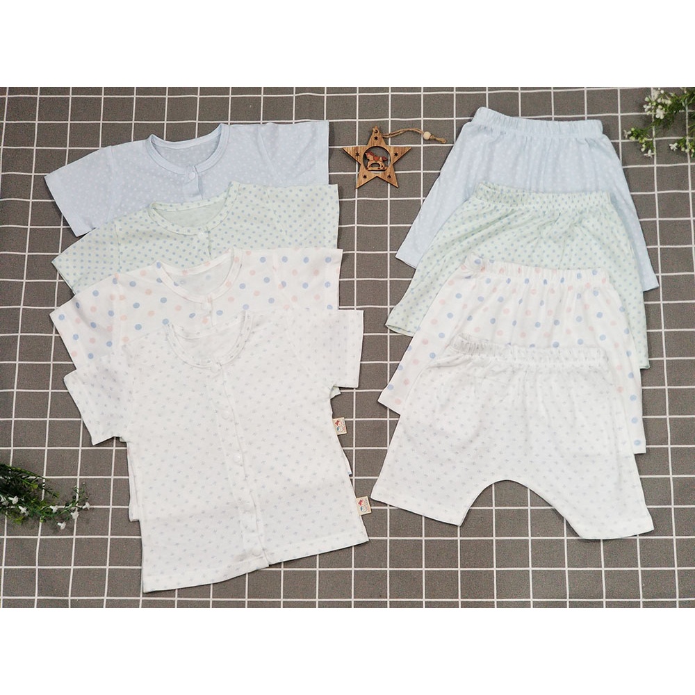 Set Đồ Bộ Cộc Tay Cotton Organic Cho Trẻ Em, Bé Sơ Sinh 3-10Kg