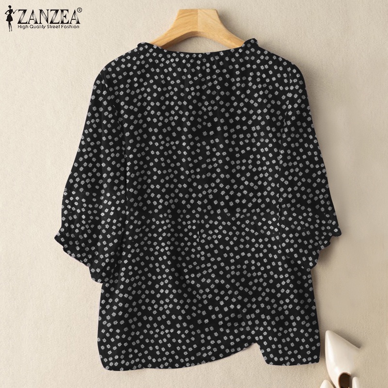 Áo sơ mi Zanzea tay lỡ 3/ 4 in họa tiết thời trang dành cho nữ