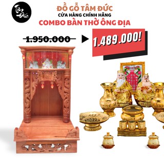 Combo bàn thờ ông địa bộ đồ thờ cúng tượng thần tài thổ địa Tâm Đức đèn chân vuông nhiều kích cỡ