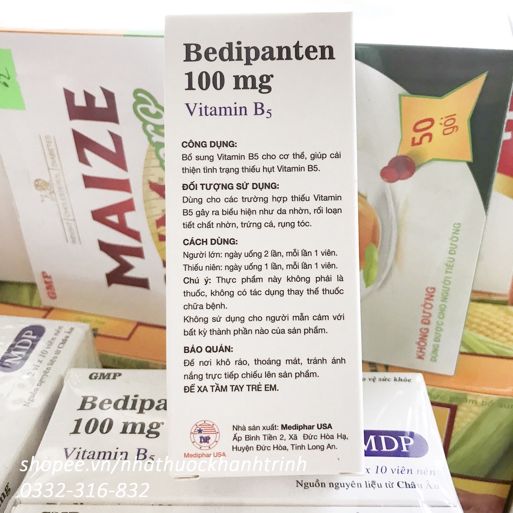Viên uống BEDIPANTEN 100MG  giảm nhờn da, mụn, rụng gãy tóc