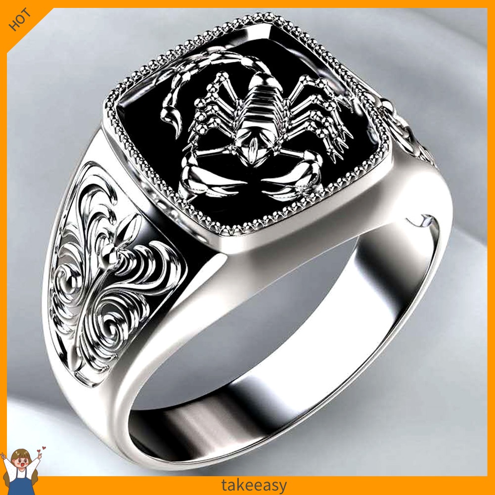 [Hàng Có Sẵn] Nhẫn Hợp Kim Khắc Hình Bọ Cạp Cho Nam Giới