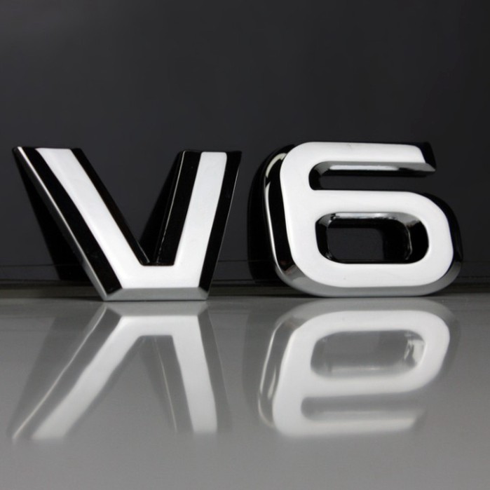 Sản Phẩm Decal tem chữ V6 inox dán ô tô G40107 - Kích thước 9×3.5 cm
