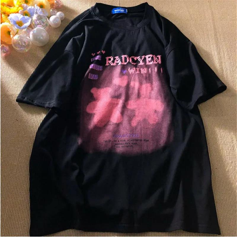 100% cotton Áo Thun Nữ Tay Ngắn In Họa Tiết Graffiti Phong Cách Hàn Quốc 2023