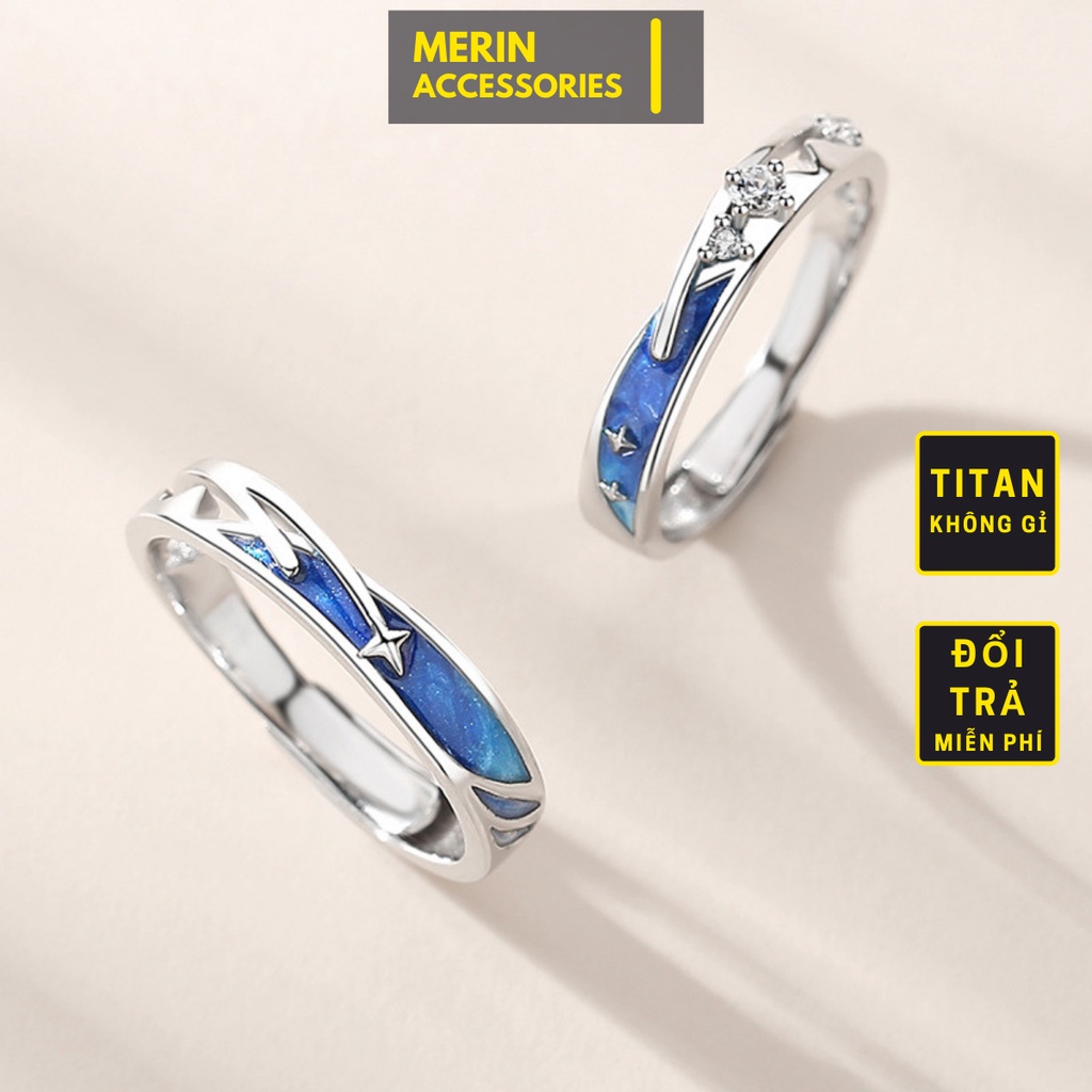 Nhẫn Đôi Nam Nữ Meteor Ring Đính Đá Và Sao Chổi Vĩnh Hằng Merin Accessories - Nhẫn Cập Đôi Titan Không Gỉ- Meteor Ring