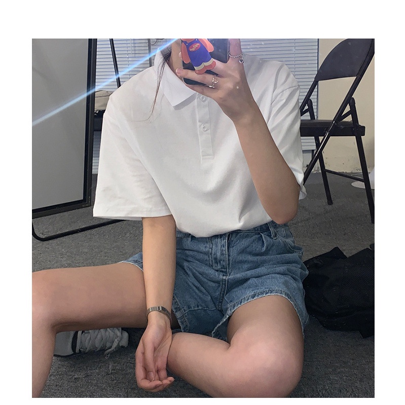 Áo Sơ Mi Polo Nữ Rời Tay Ngắn Unisex Áo Thun Nữ Tay Ngắn Phù Hợp Với Tất Cả Trận Đấu Chắc Chắn