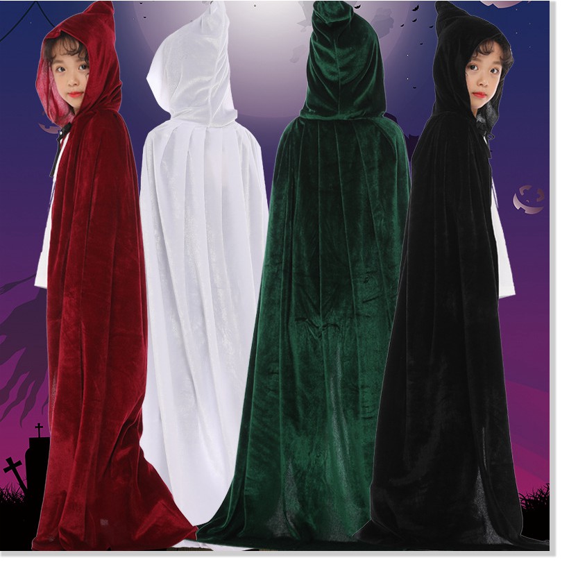 Halloween áo choàng trẻ em người lớn đóng vai người lớn nhung dày đặc chương trình ăn mặc áo choàng phù thủy chết áo cho
