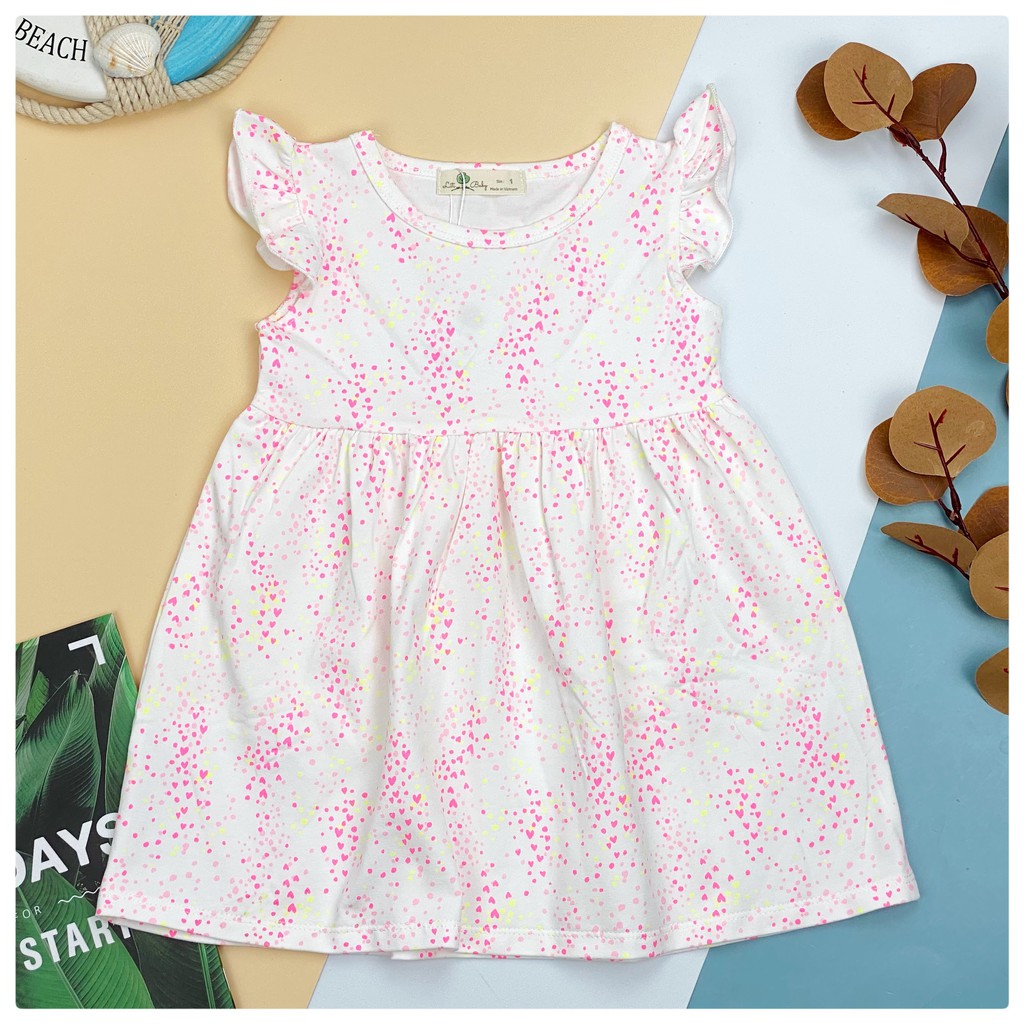 Váy cánh tiên hoa văn bé gái size 6-10T, cho bạn 19-30kg. Chất cotton 4 chiều đanh chất, thấm hút mồ hôi