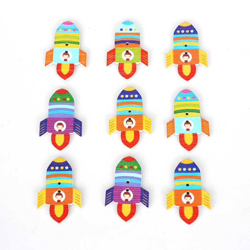 50-70 pcs Aircraft/Boat/Rocket/Car Pattern Wooden Two Holes Buttons Mixed For DIY Sewing Scrapbooking Craft Garment Accessory