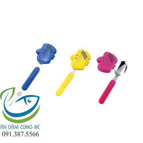 Thìa dĩa inox kèm hộp có nắp ZOSAN FORK NHẬT hình thú đáng yêu cho bé tập xúc ăn dặm