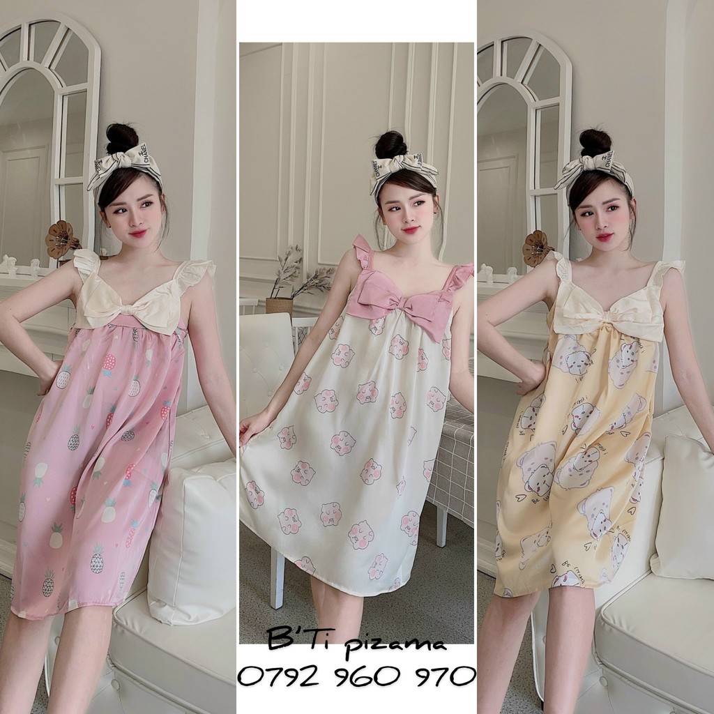 Đầm 2 dây satin, lụa thái 40-58kg