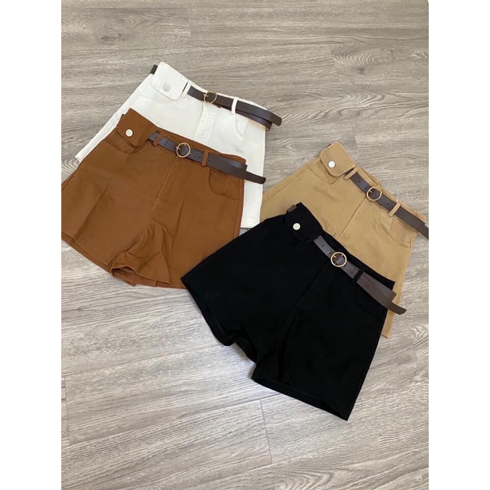 Quần short kaki túi giả kèm đai