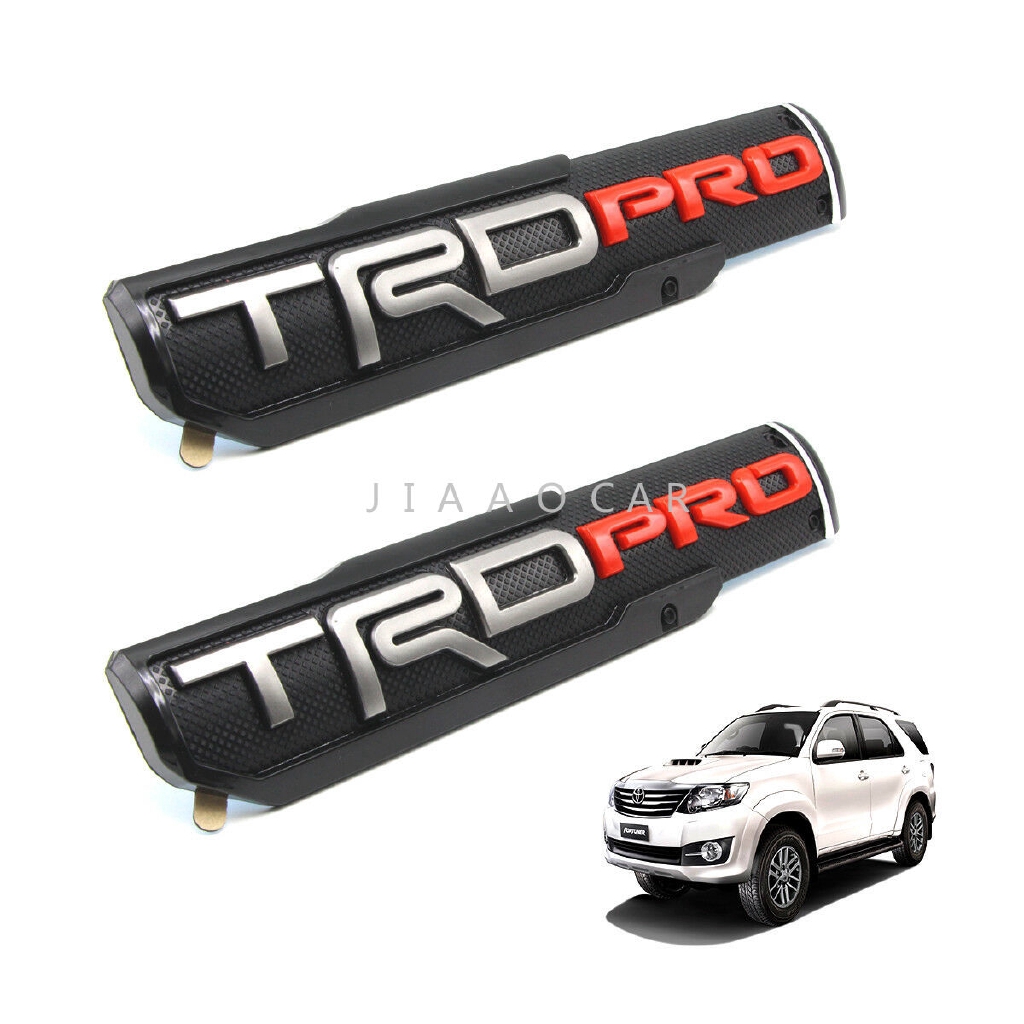 2pcs Logo Biểu tượng TRD PRO Màu đỏ bạc cho Toyota Hilux Fortuner Camry Corolla 2000 18