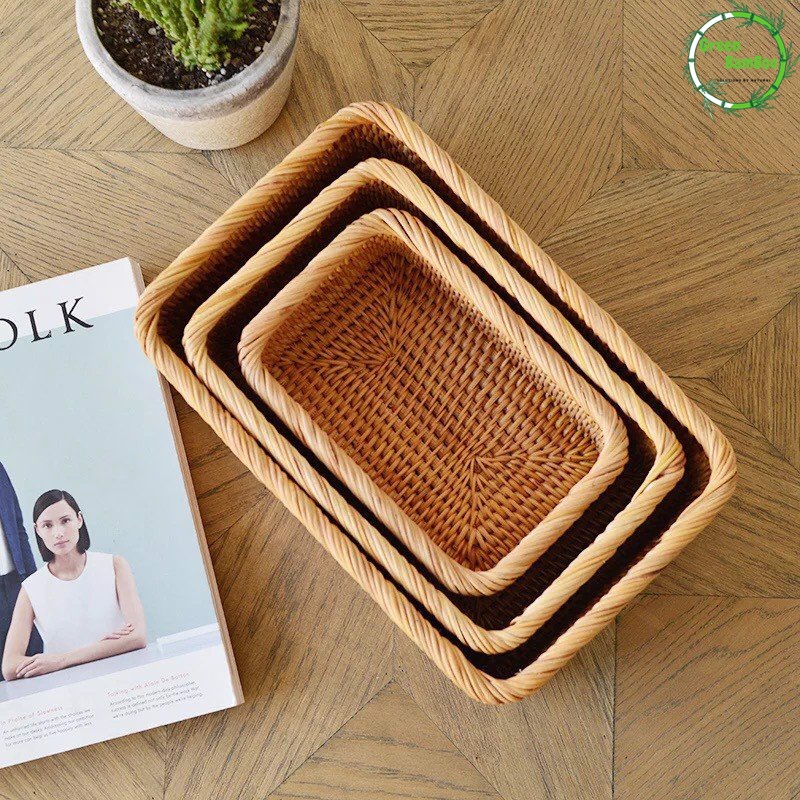 Khay Mây Giỏ Mây Đựng Đồ Đa Năng Chữ Nhật Pii Home