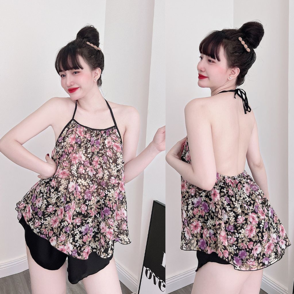 Đồ ngủ nữ Bigsize MIKY, Đồ ngủ sexy lụa Chiffon phối Satin cao cấp mềm mại xinh xắn < 65kg