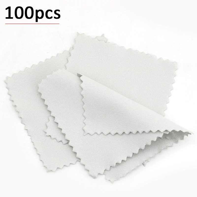 Bộ 100 khăn vải da lộn hai mặt đánh bóng trang sức tiện dụng