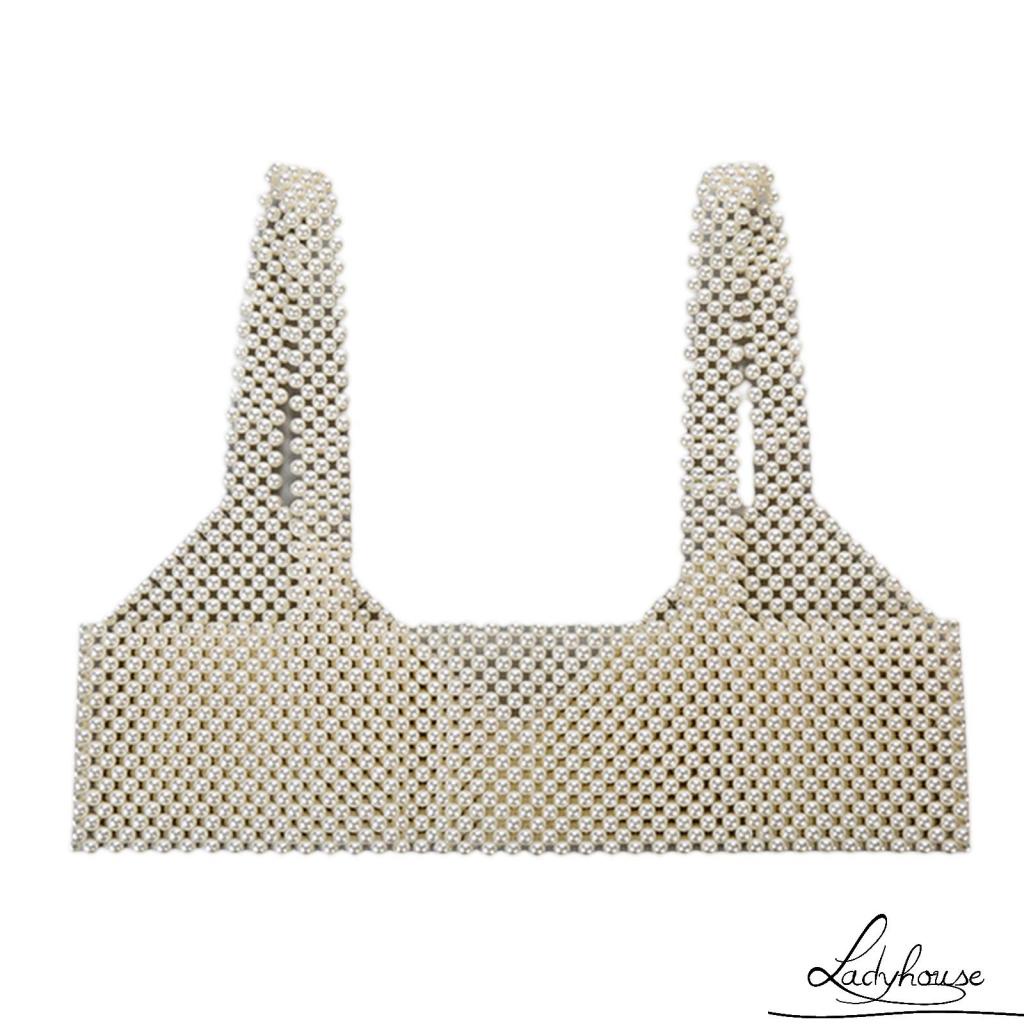 Áo Croptop Hai Dây Màu Trơn Đính Hạt Trang Trí Dành Cho Nữ