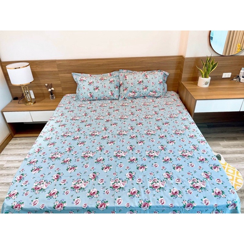 Set Ga Và 2 Vỏ Gối Nằm Cotton Living Hoạ Tiết Hoa Nhí Mềm Mát (12 mẫu -shinbedding)