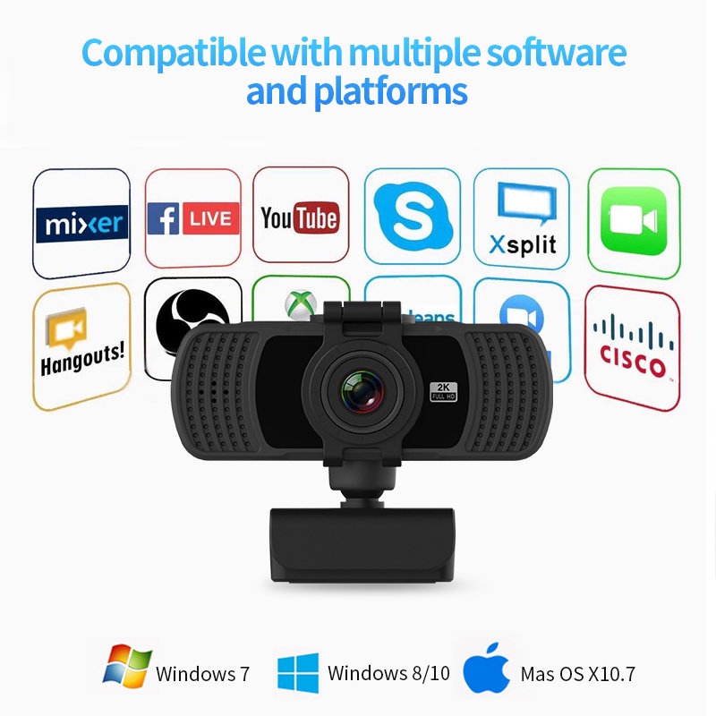 Webcam USB HD 30fps tích hợp micro 2K cho laptop | BigBuy360 - bigbuy360.vn