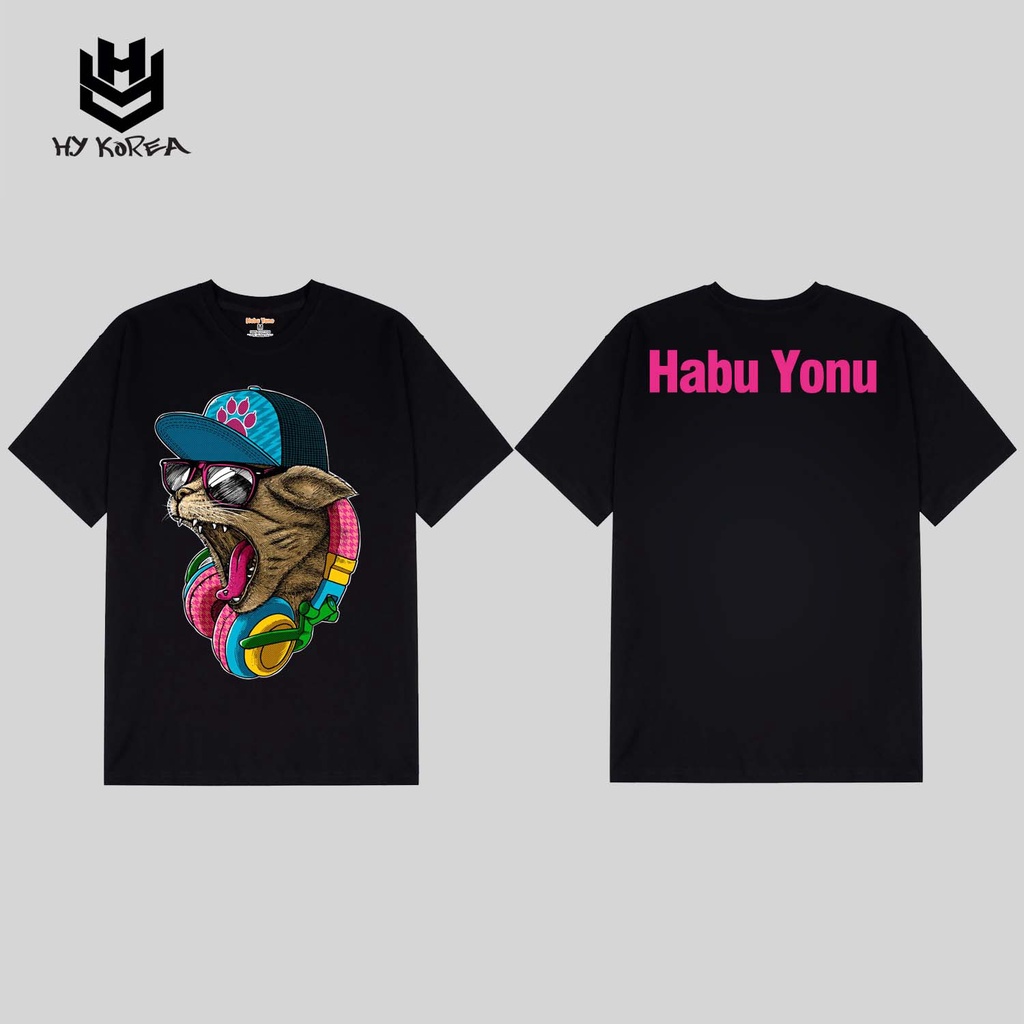 Áo Thun Tay Lỡ HY Korea In Hình Chú Mèo Âm Nhạc 164.