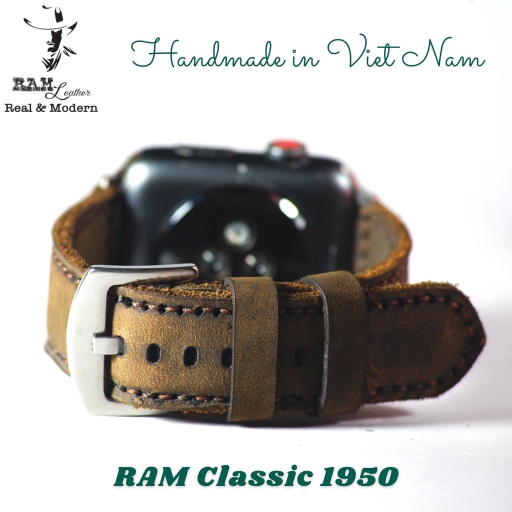 Dây đồng hồ Apple Watch , Iwatch , Iphone Watch Da Bò Thật By RAM Leather Bền Đẹp