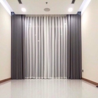 combo  2 rèm xám rộng 3m cao 3m2. và 2 rèm voan trắng rộng 3m cao 3m2.