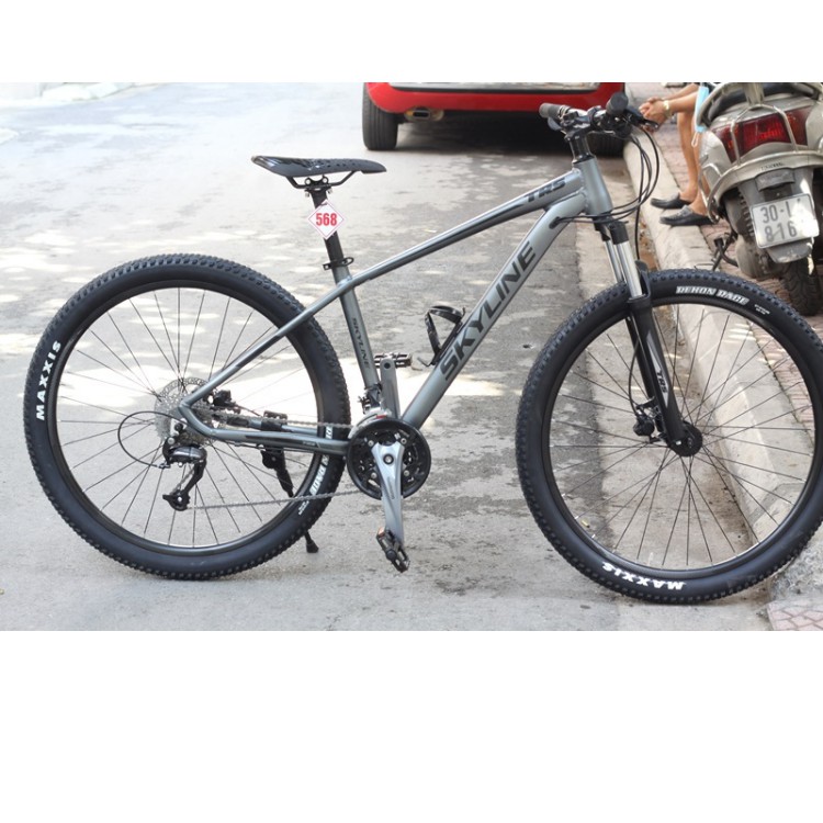 Xe đạp địa hình TRS Skyline, Khung sườn Aluminum size 16", Bộ truyền động Shimano Altus, Tay thắng dầu Tektro, Màu Xám