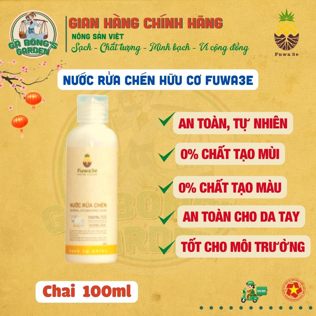 Nước Rửa Chén Hữu Cơ Fuwa3e Eco-enzyme An toàn cho da nhạy cảm Chai 100ml