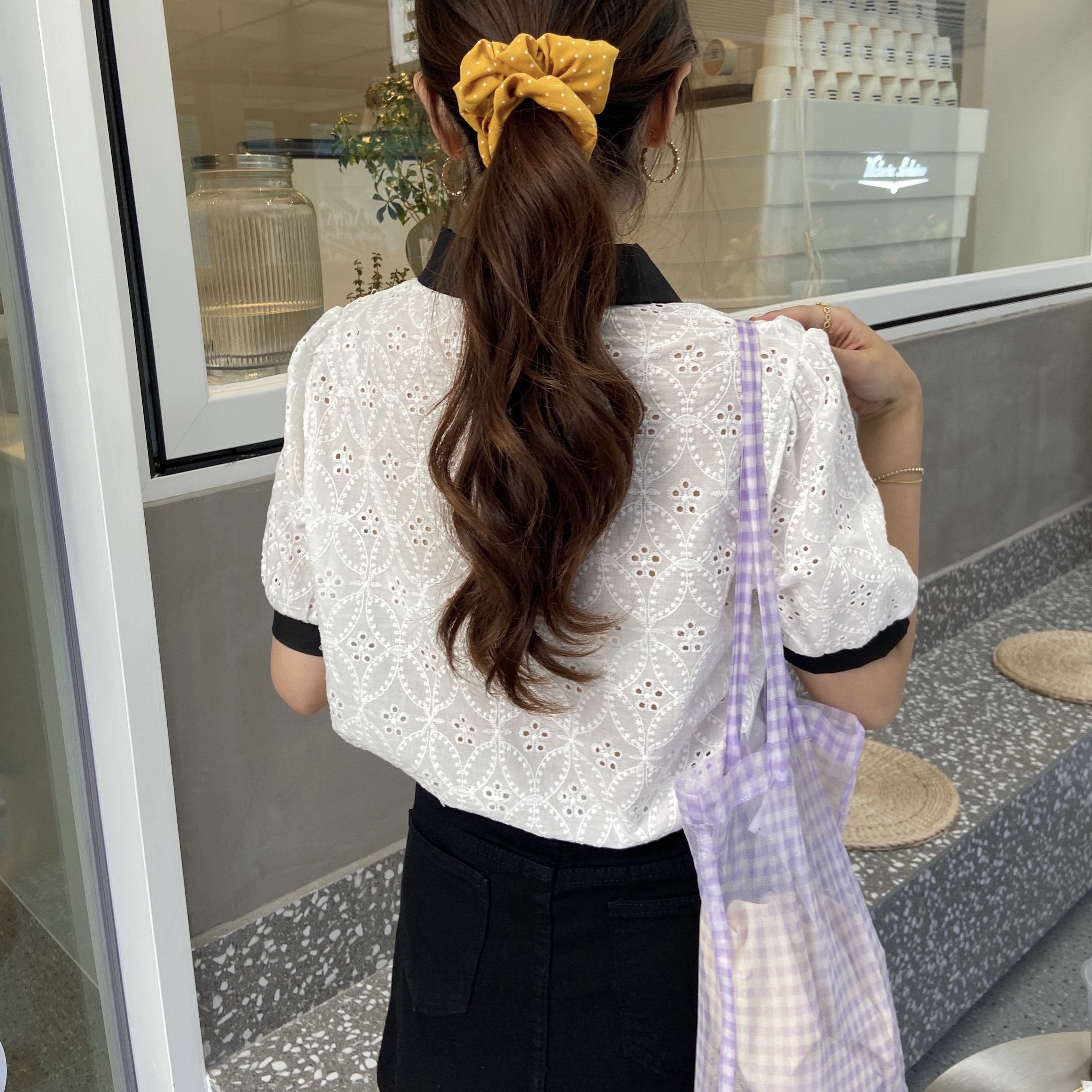 Áo Kiểu Nữ Ngắn Tay Cổ Bẻ Thời Trang Hàn 42105 | BigBuy360 - bigbuy360.vn