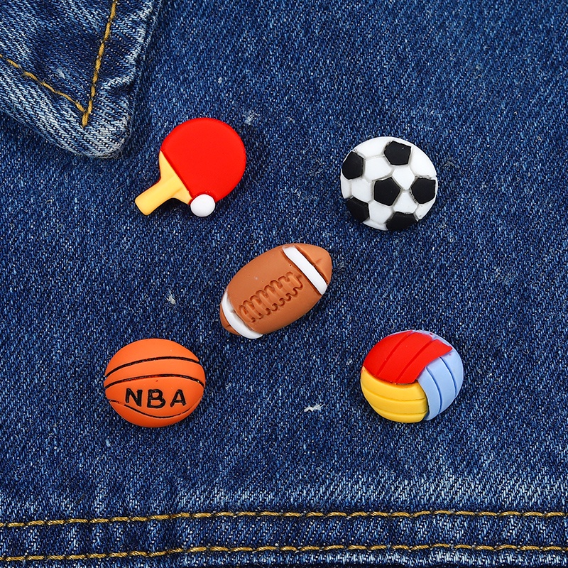 Ghim Cài Áo Bằng Silicon Hình Trái Bóng/Bóng Đá/Bóng Rổ Hoạt Hình Dễ Thương Trang Trí Quần Áo/Túi Xách