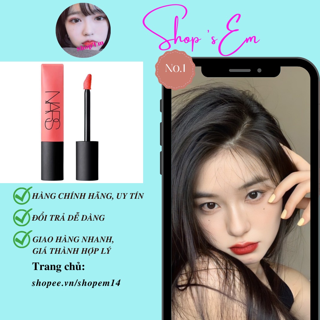 Son kem Nars Air Matte lip color 3.5ml full box Đầy Quyến Rũ Chất Son Mềm Mịn Gam Màu Siêu Đáng Yêu Cùng Độ Bám Màu Tốt