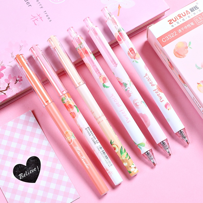 Office stationery peach paradise press quick drying gel pen student test  writing signature pen