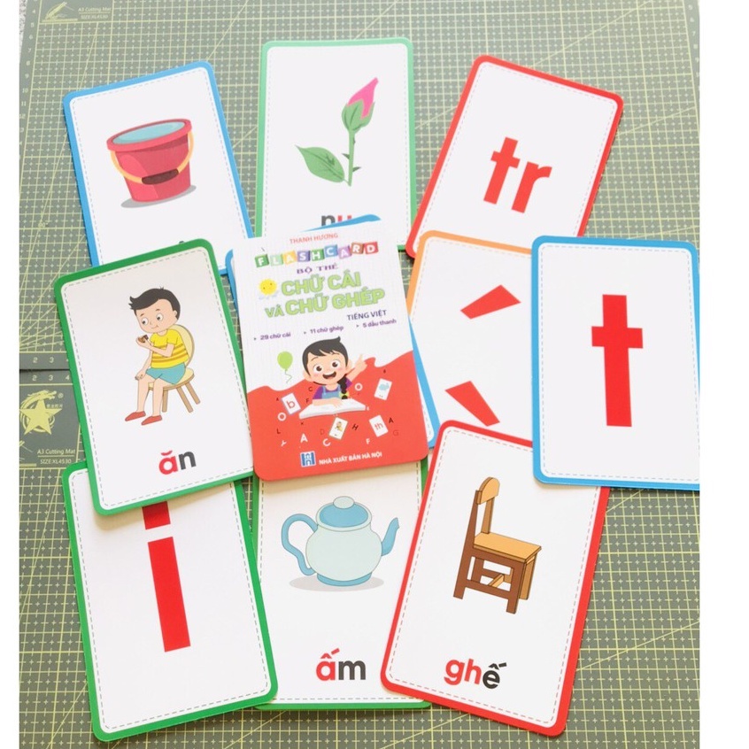 Bộ 42 Thẻ học Chữ cái và chữ ghép Tiếng Việt có hình minh họa sinh động cho bé
