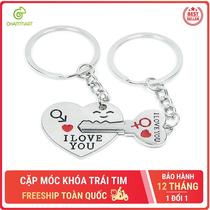 Cặp móc khóa trái tim và chìa khóa trái tim bản kết nối dành cho các cặp tình nhân cực dễ thương