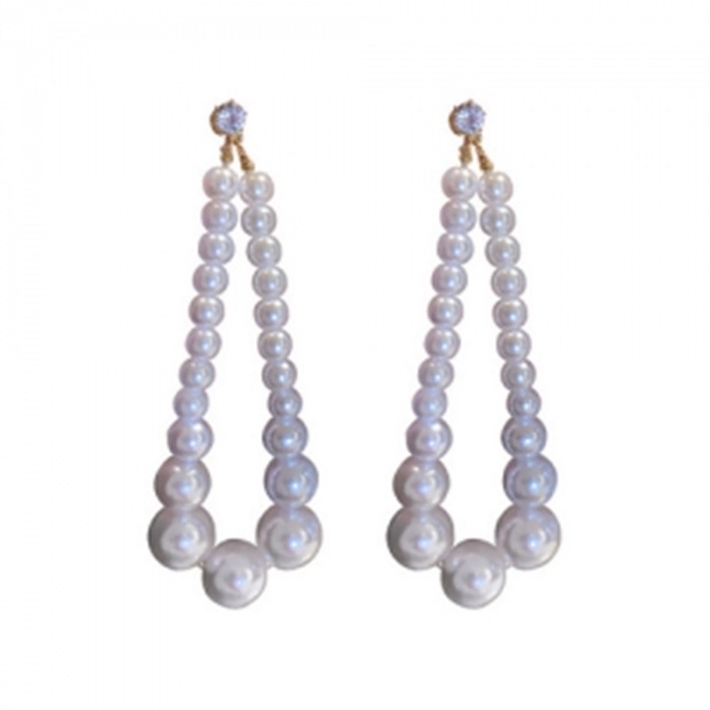 Bông Tai Mạ Bạc 925 Hình Giọt Nước Đính Ngọc Trai Phong Cách Retro Pháp