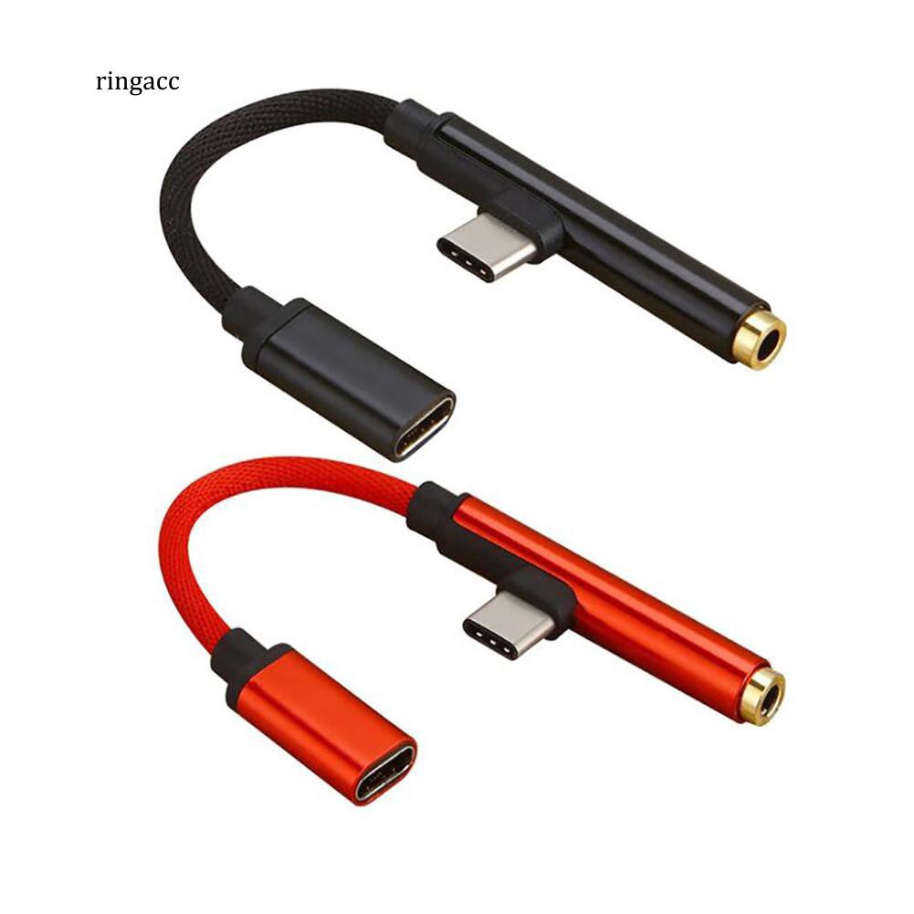 Cáp chuyển USB Type-C sang jack 3.5mm thiết kế 2 trong 1 hỗ trợ vừa sạc vừa nghe nhạc