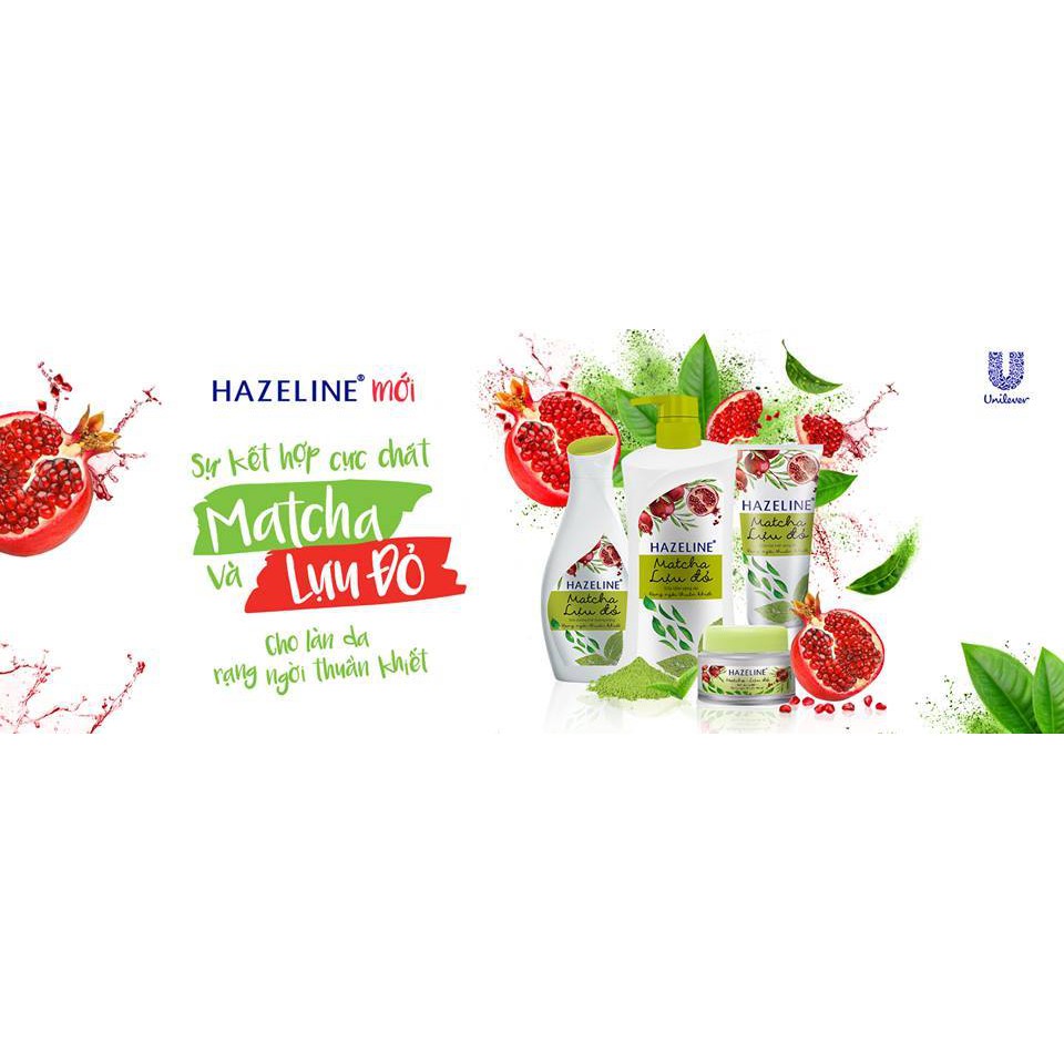 Combo Sữa tắm- Dưỡng da- Rửa mặt-Kem dưỡng da Hazeline Matcha Lựu đỏ