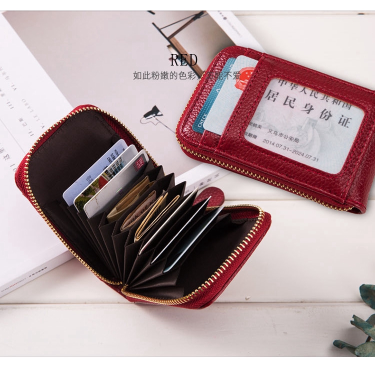 Ví Da PU Đựng Thẻ / Tiền Xu Có Khóa Kéo Cho Nữ