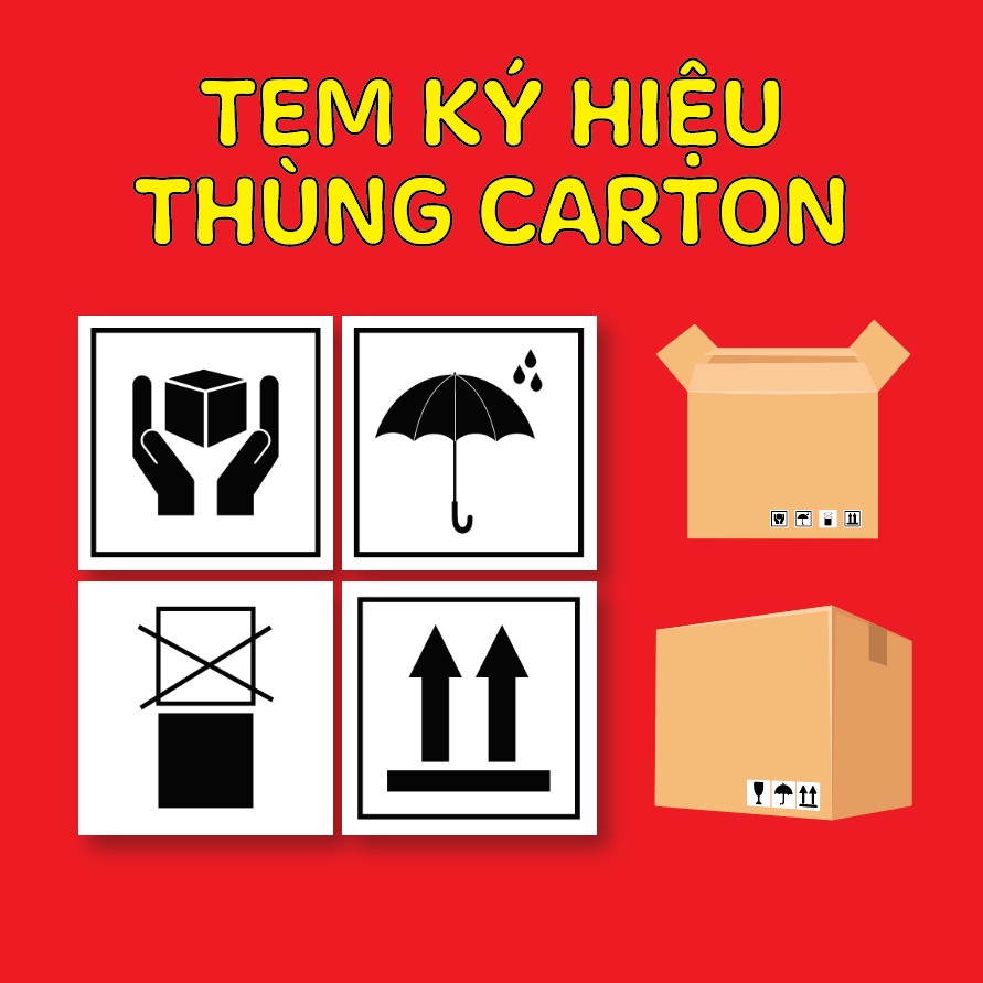 Combo 100 Tem dán thùng hàng, tem ký hiệu thùng carton chống nước, bóc dán dễ dàng, tiện dùng