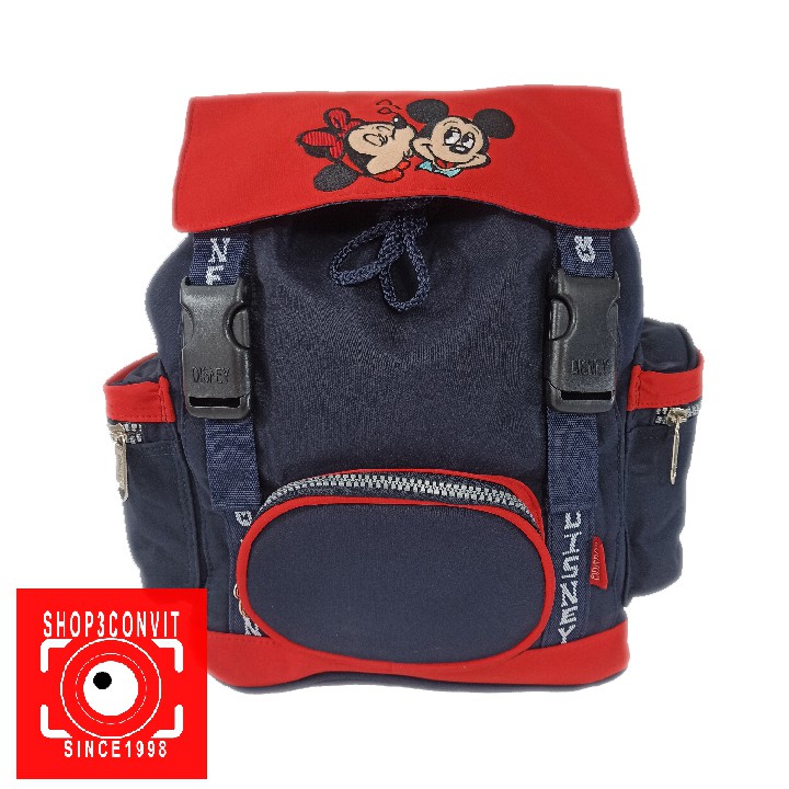 Balo thời trang nắp rút dây logo chuột Mickey Mouse cho bé