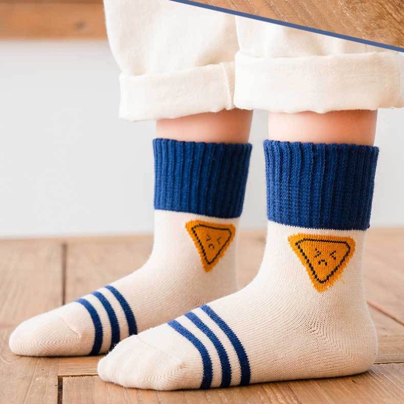 Set 5 đôi vớ KOKOROCARE cotton in họa tiết biểu tượng cảm xúc hình học đáng yêu cỡ S/ M/ L cho bé 1-8 tuổi