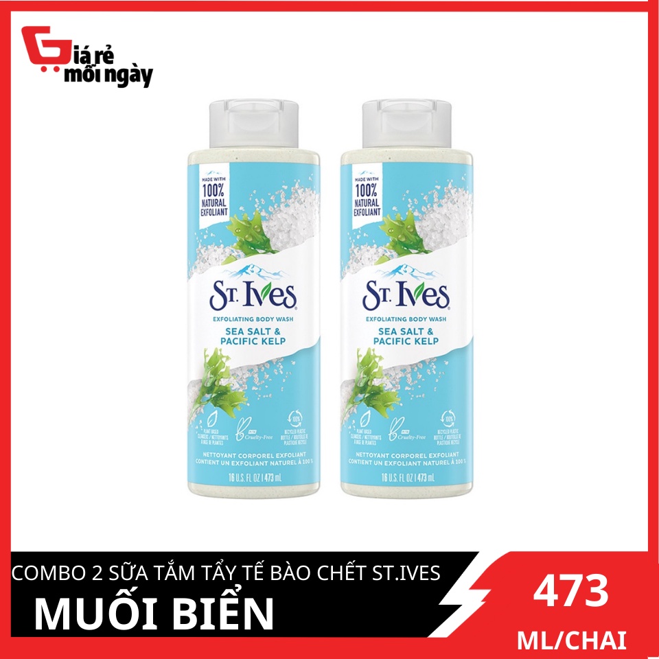 Combo 2 Sữa tắm tẩy tế bào chết ST.Ives Muối Biển 473ml