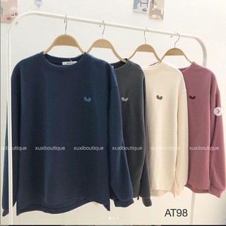 Áo nỉ gân thêu mickey