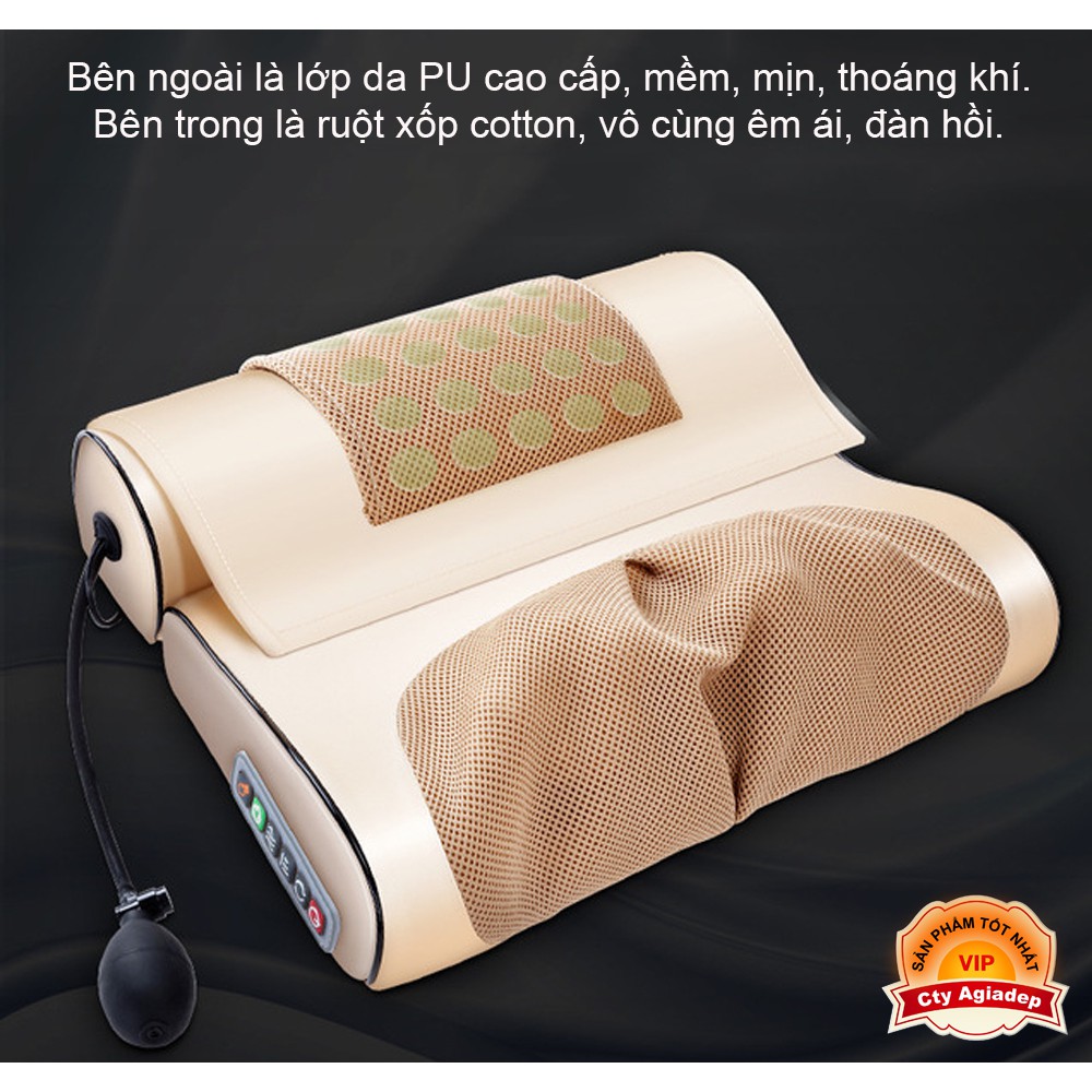 Gối massage Hồng ngoại giúp ngủ ngon, lưu thông máu, trị đau đầu, lưng, vai gáy nhức mỏi (Bản 2 mảnh)