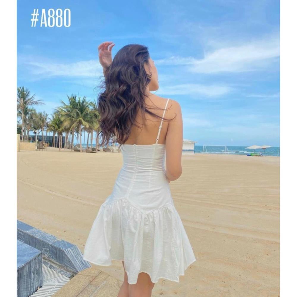 Đầm dự tiệc hai dây trắng tinh khiết kèm ảnh thật | BigBuy360 - bigbuy360.vn