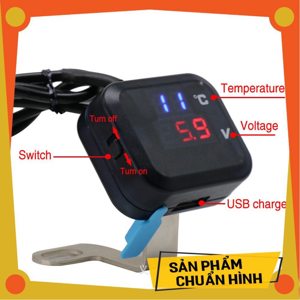 ĐỒNG HỒ KOSO VOL 3 CHỨC NĂNG ĐO VOL, NHIỆT ĐỘ - TÍCH HỢP CỔNG USB SẠC ĐIỆN THOẠI- Đồng Hồ Koso Đo Vol Bình 3 Chức Năng