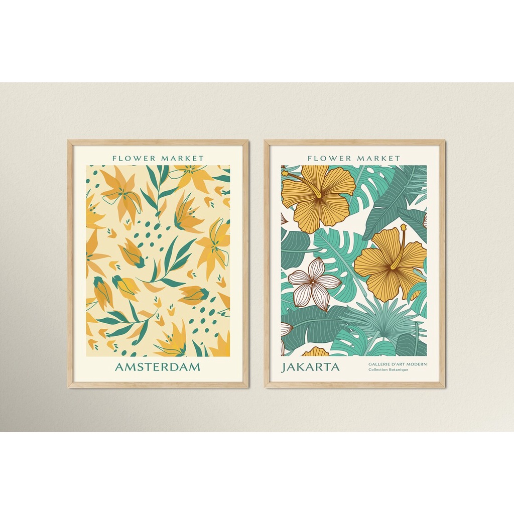 Set 9 mẫu tranh hoa lá treo tường canvas đã có khung H17