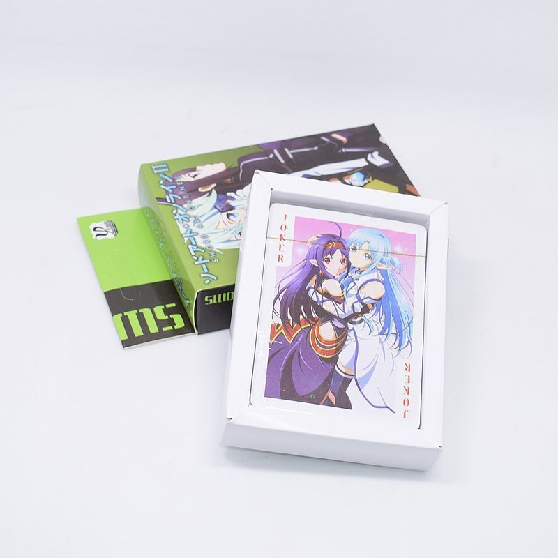 Bộ thẻ bài in hình Sword Art Online Đao kiếm thần vực 54 lá khác nhau bộ tú bài tây anime manga chibi xinh xắn
