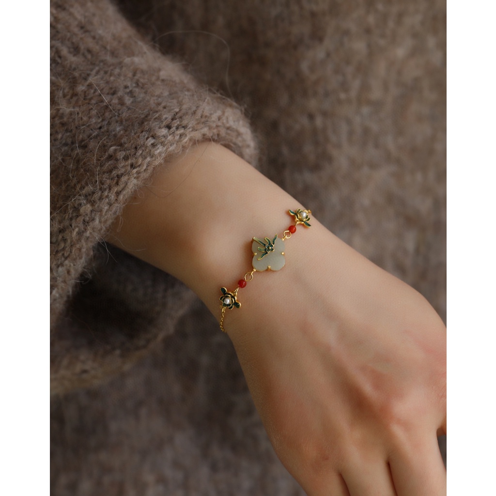 Vòng đeo tay hình hoa cỏ bốn lá thanh lịch cho nữ